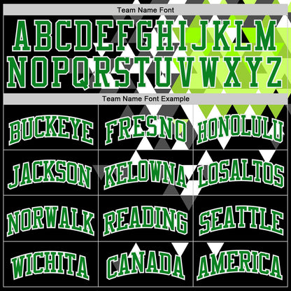 Custom Black Grass Green-White Diamond Shapes Geometric Round Neck Sublimation Basketball Uniform Jersey