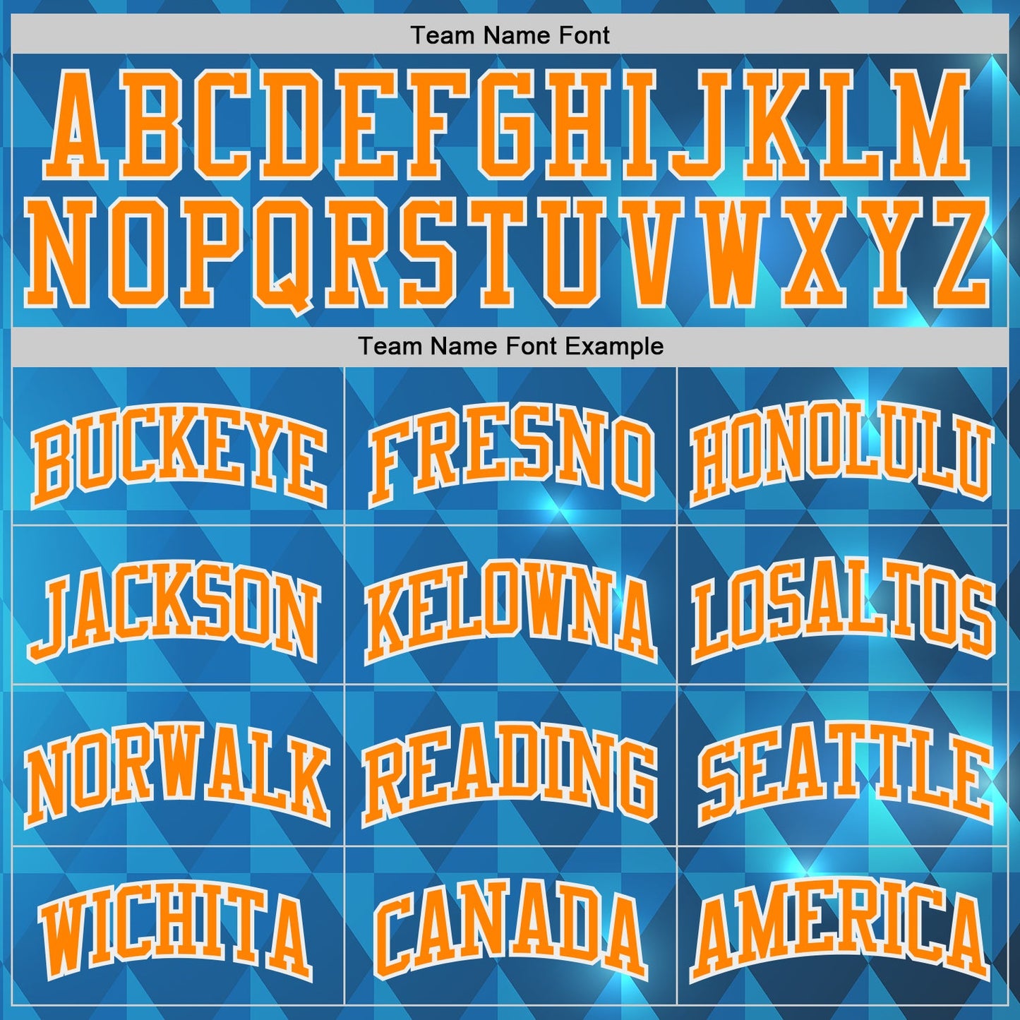 Custom Blue Bay Orange-White Diamond Shapes Geometric Round Neck Sublimation Basketball Uniform Jersey