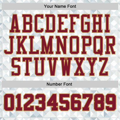 Custom White Crimson-Old Gold Diamond Shapes Geometric Round Neck Sublimation Basketball Uniform Jersey