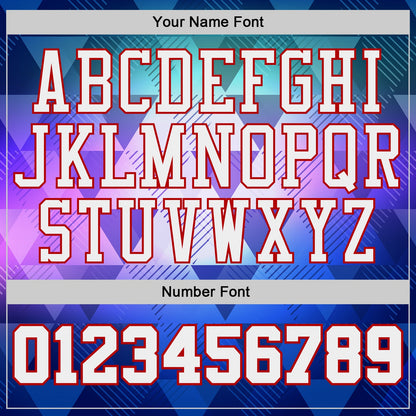 Custom Purple White Red-Royal Diamond Shapes Geometric Gradient Round Neck Sublimation Basketball Uniform Jersey