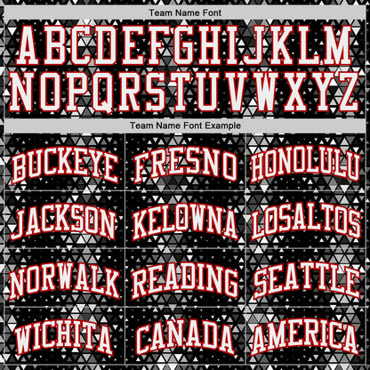Custom Black White-Red Diamond Shapes Geometric Round Neck Sublimation Basketball Uniform Jersey