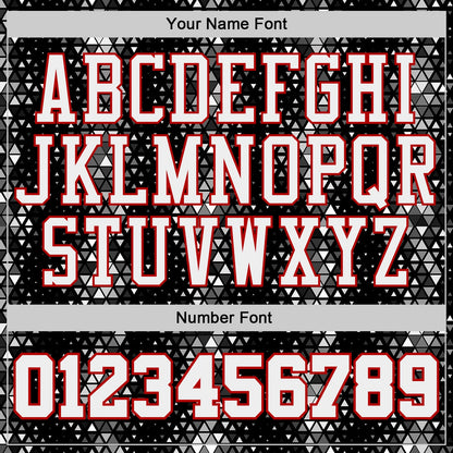 Custom Black White-Red Diamond Shapes Geometric Round Neck Sublimation Basketball Uniform Jersey