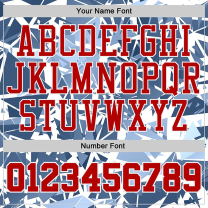 Custom White Red-Blue Triangle Shattered Geometric Round Neck Sublimation Basketball Uniform Jersey