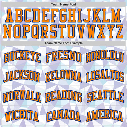 Custom White Bay Orange-Royal Diamond Shapes Geometric Round Neck Sublimation Basketball Uniform Jersey