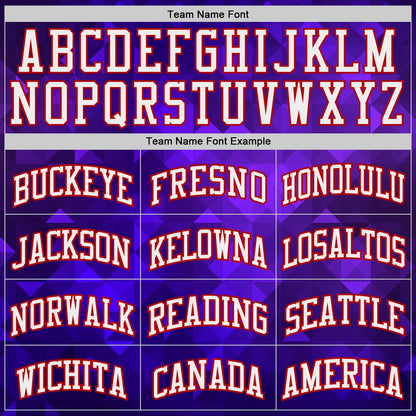 Custom Purple White Red-Black Diamond Shapes Gradient Round Neck Sublimation Basketball Uniform Jersey