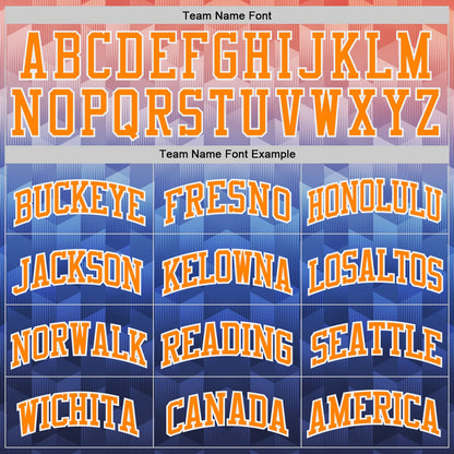 Custom Blue Bay Orange-White Geometric Gradient Round Neck Sublimation Basketball Uniform Jersey