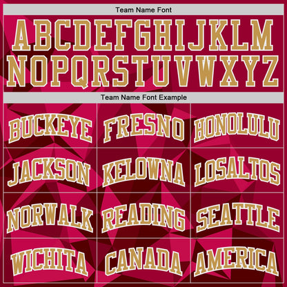 Custom Red Old Gold-White Diamond Shapes Geometric Round Neck Sublimation Basketball Uniform Jersey