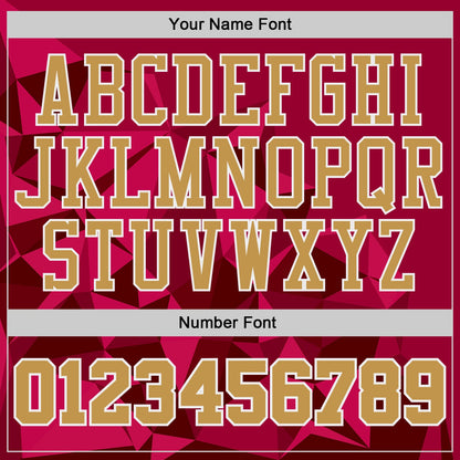 Custom Red Old Gold-White Diamond Shapes Geometric Round Neck Sublimation Basketball Uniform Jersey
