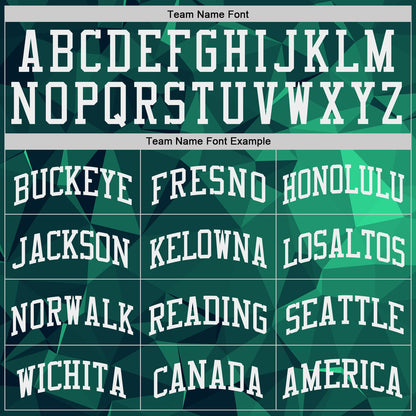 Custom Green-White Diamond Shapes Geometric Round Neck Sublimation Basketball Uniform Jersey