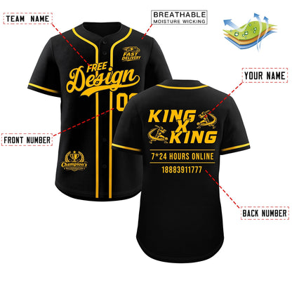 Custom Black Yellow Classic Style Baseball Jersey Stitched Sports Uniform Personalized For Teams