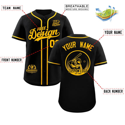 Custom Black Yellow Classic Style Baseball Jersey Stitched Sports Uniform Personalized For Teams