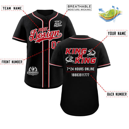 Custom Black Red Classic Style Baseball Jersey Stitched Sports Uniform Personalized For Teams