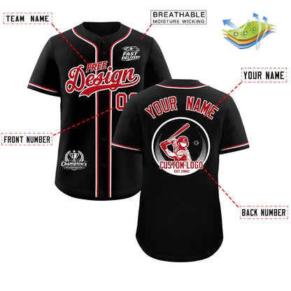 Custom Black Red Classic Style Baseball Jersey Stitched Sports Uniform Personalized For Teams