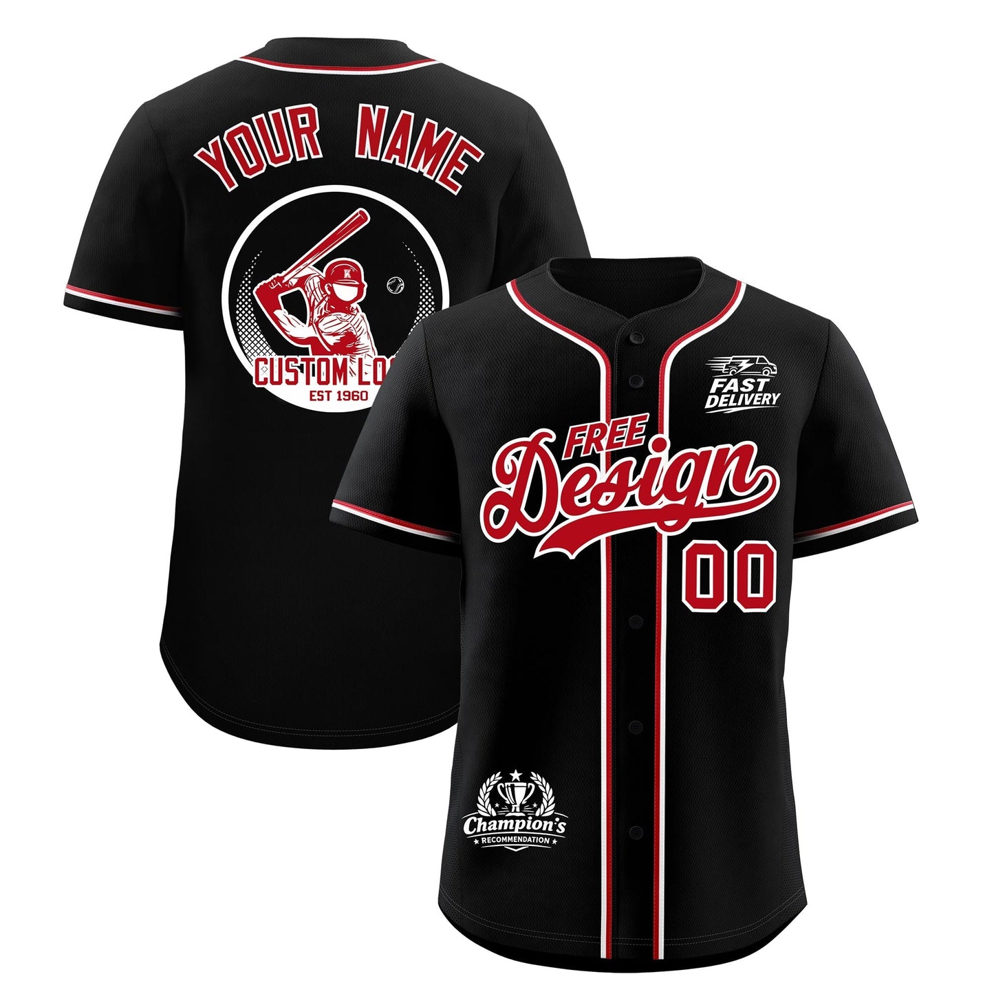 Custom Black Red Classic Style Baseball Jersey Stitched Sports Uniform Personalized For Teams