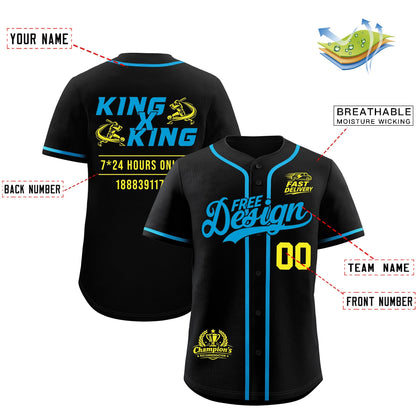 Custom Black Blue Classic Style Baseball Jersey Stitched Sports Uniform Personalized For Teams