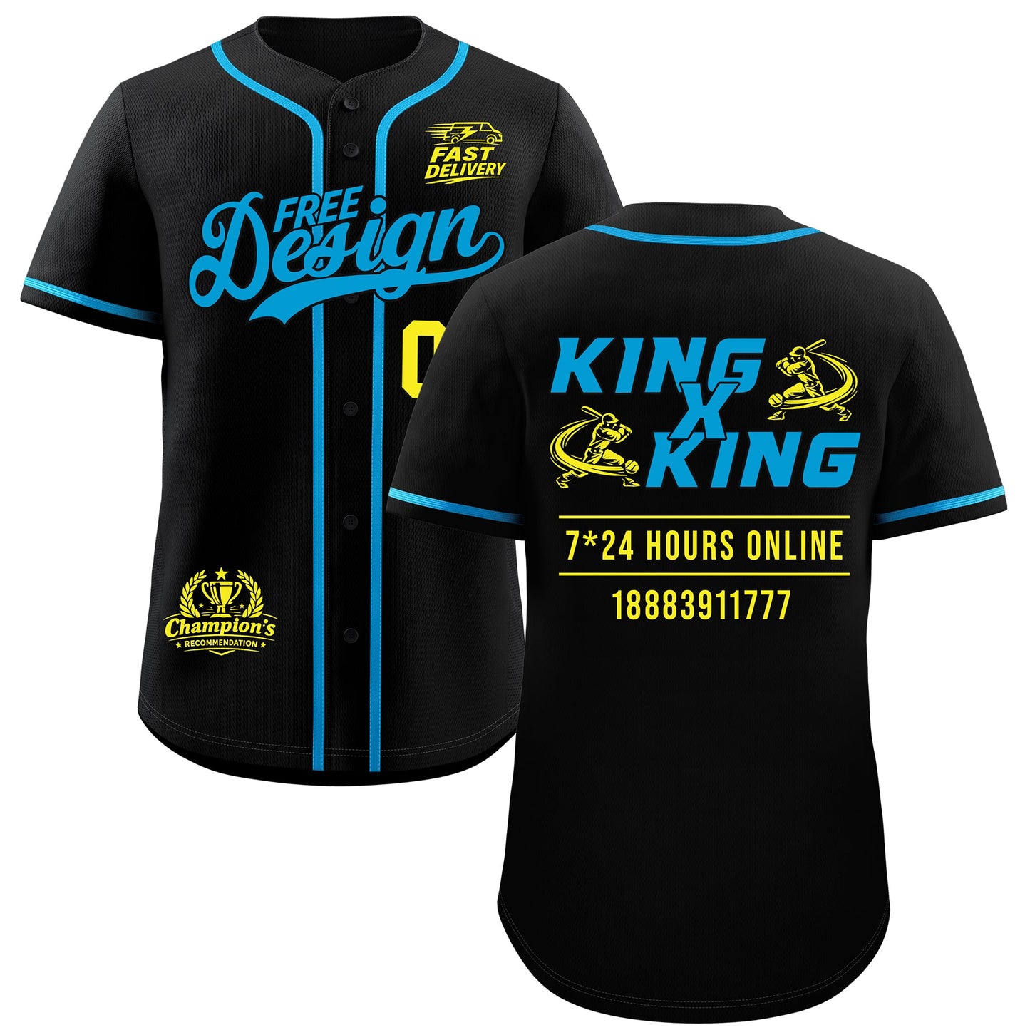 Custom Black Blue Classic Style Baseball Jersey Stitched Sports Uniform Personalized For Teams