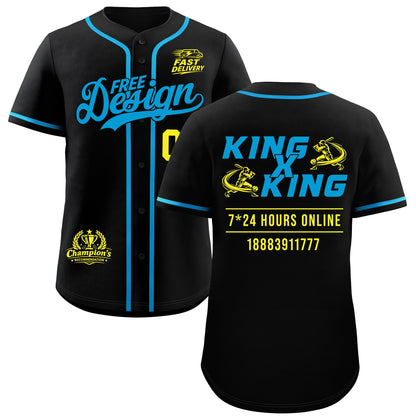 Custom Black Blue Classic Style Baseball Jersey Stitched Sports Uniform Personalized For Teams