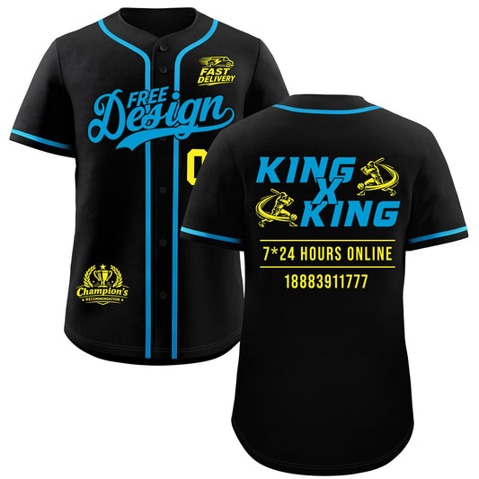 Custom Black Blue Classic Style Baseball Jersey Stitched Sports Uniform Personalized For Teams