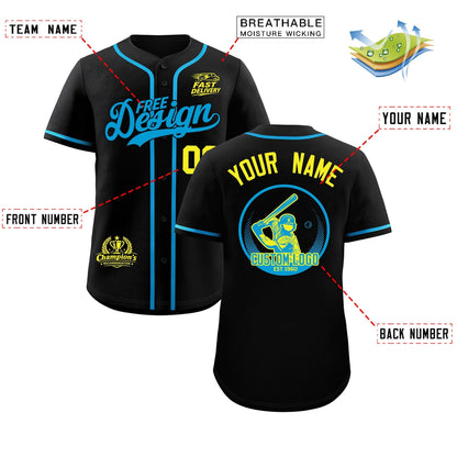 Custom Black Blue Classic Style Baseball Jersey Stitched Sports Uniform Personalized For Teams