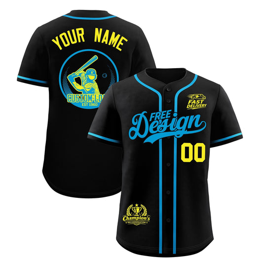 Custom Black Blue Classic Style Baseball Jersey Stitched Sports Uniform Personalized For Teams