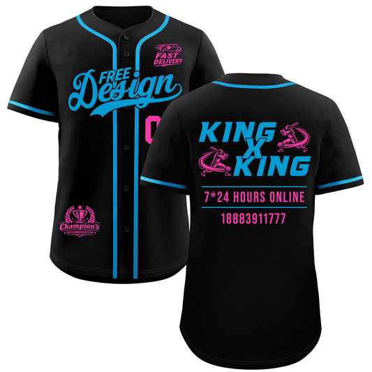Custom Black Blue Classic Style Baseball Jersey Stitched Sports Uniform Personalized For Teams
