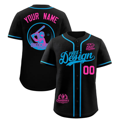 Custom Black Blue Classic Style Baseball Jersey Stitched Sports Uniform Personalized For Teams