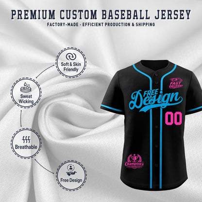 Custom Black Blue Classic Style Baseball Jersey Stitched Sports Uniform Personalized For Teams