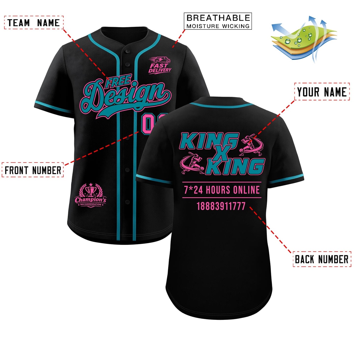 Custom Black Teal Classic Style Baseball Jersey Stitched Sports Uniform Personalized For Teams