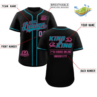 Custom Black Teal Classic Style Baseball Jersey Stitched Sports Uniform Personalized For Teams