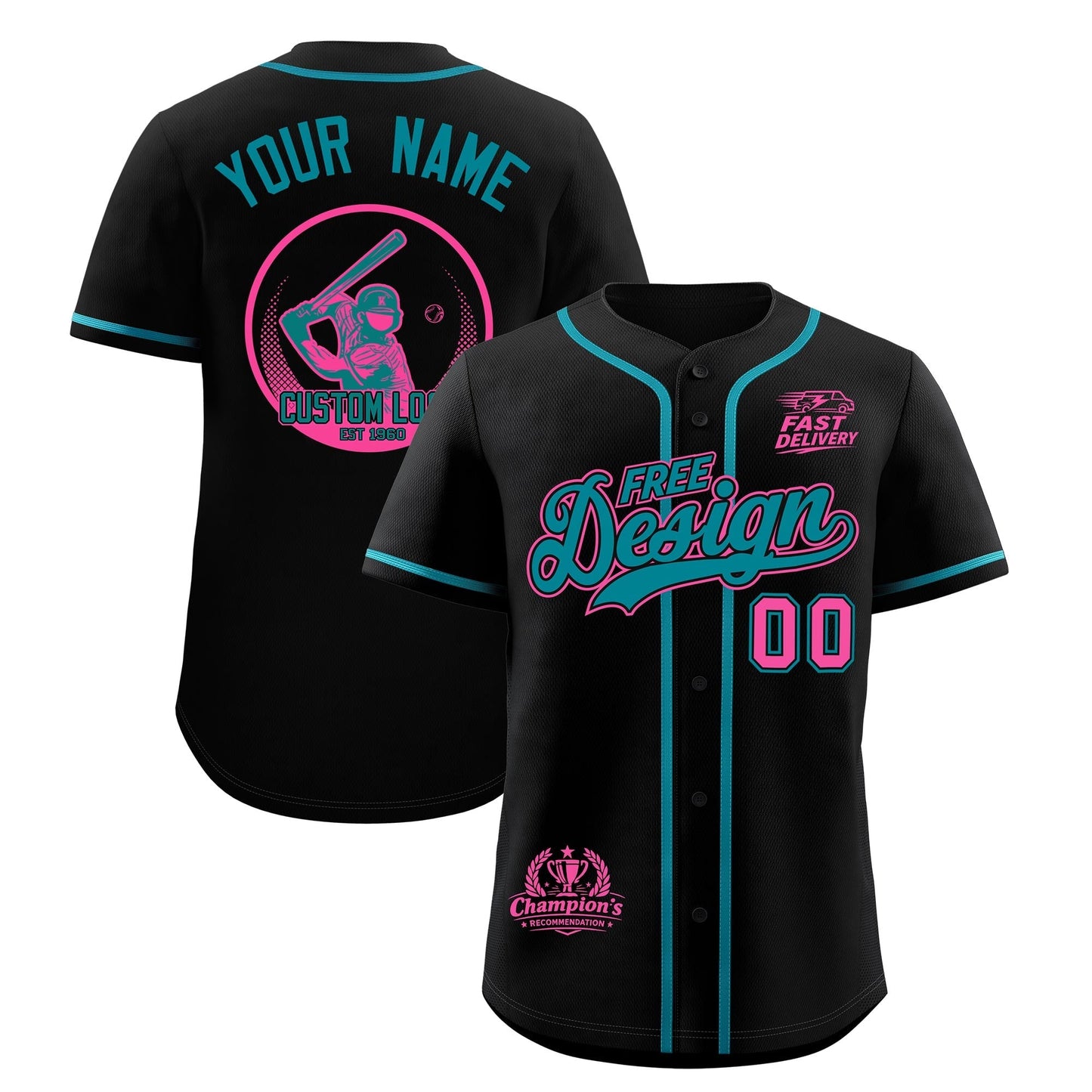 Custom Black Teal Classic Style Baseball Jersey Stitched Sports Uniform Personalized For Teams