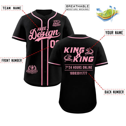 Custom Black Light Pink Classic Style Baseball Jersey Stitched Sports Uniform Personalized For Teams
