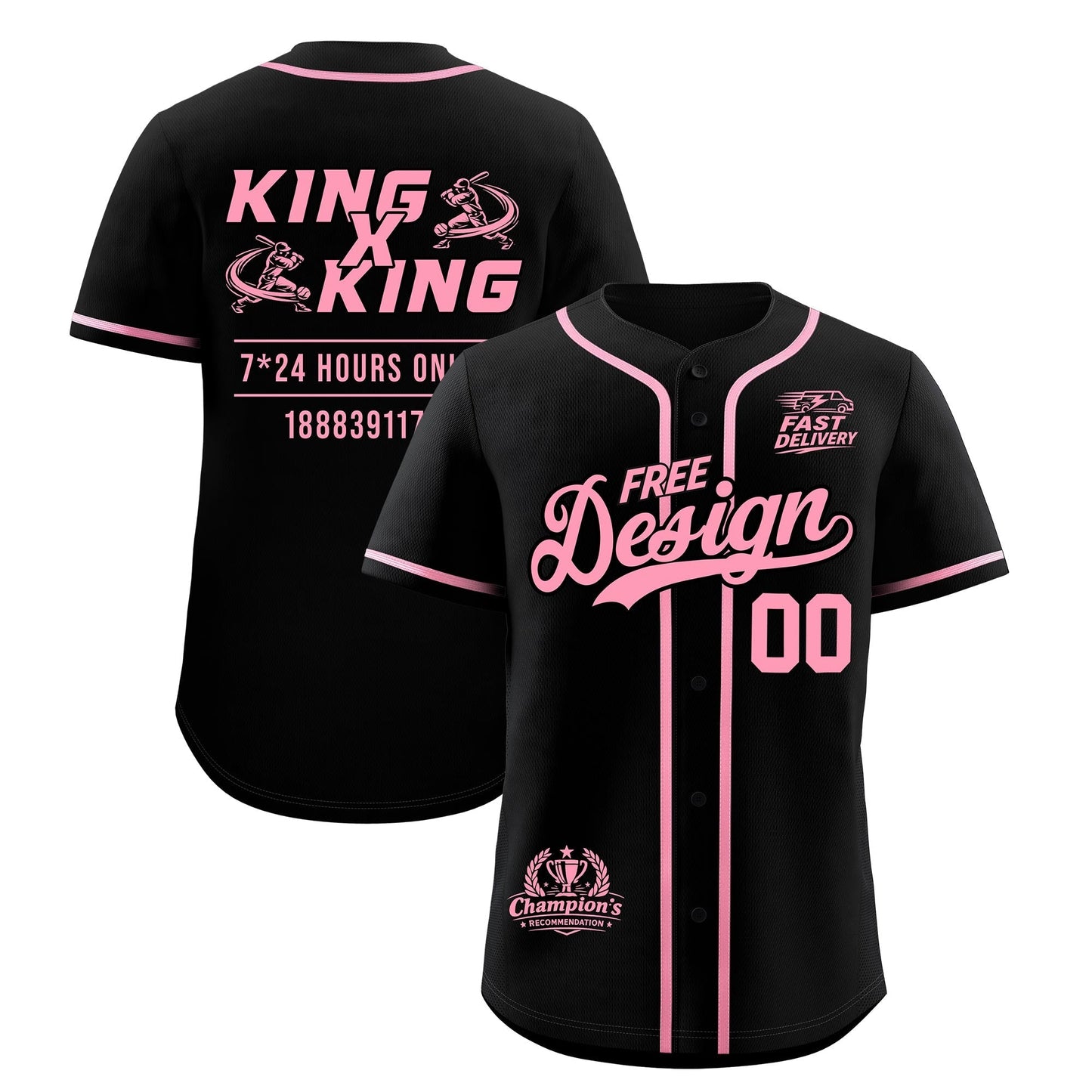 Custom Black Light Pink Classic Style Baseball Jersey Stitched Sports Uniform Personalized For Teams
