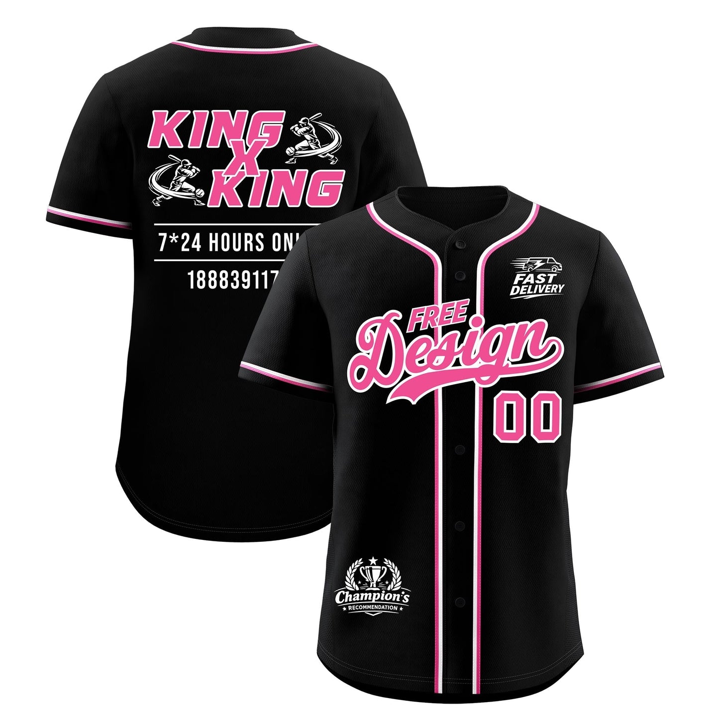 Custom Black Pink Classic Style Baseball Jersey Stitched Sports Uniform Personalized For Teams