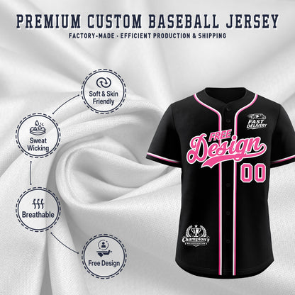 Custom Black Pink Classic Style Baseball Jersey Stitched Sports Uniform Personalized For Teams