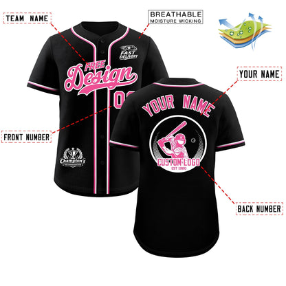 Custom Black Pink Classic Style Baseball Jersey Stitched Sports Uniform Personalized For Teams