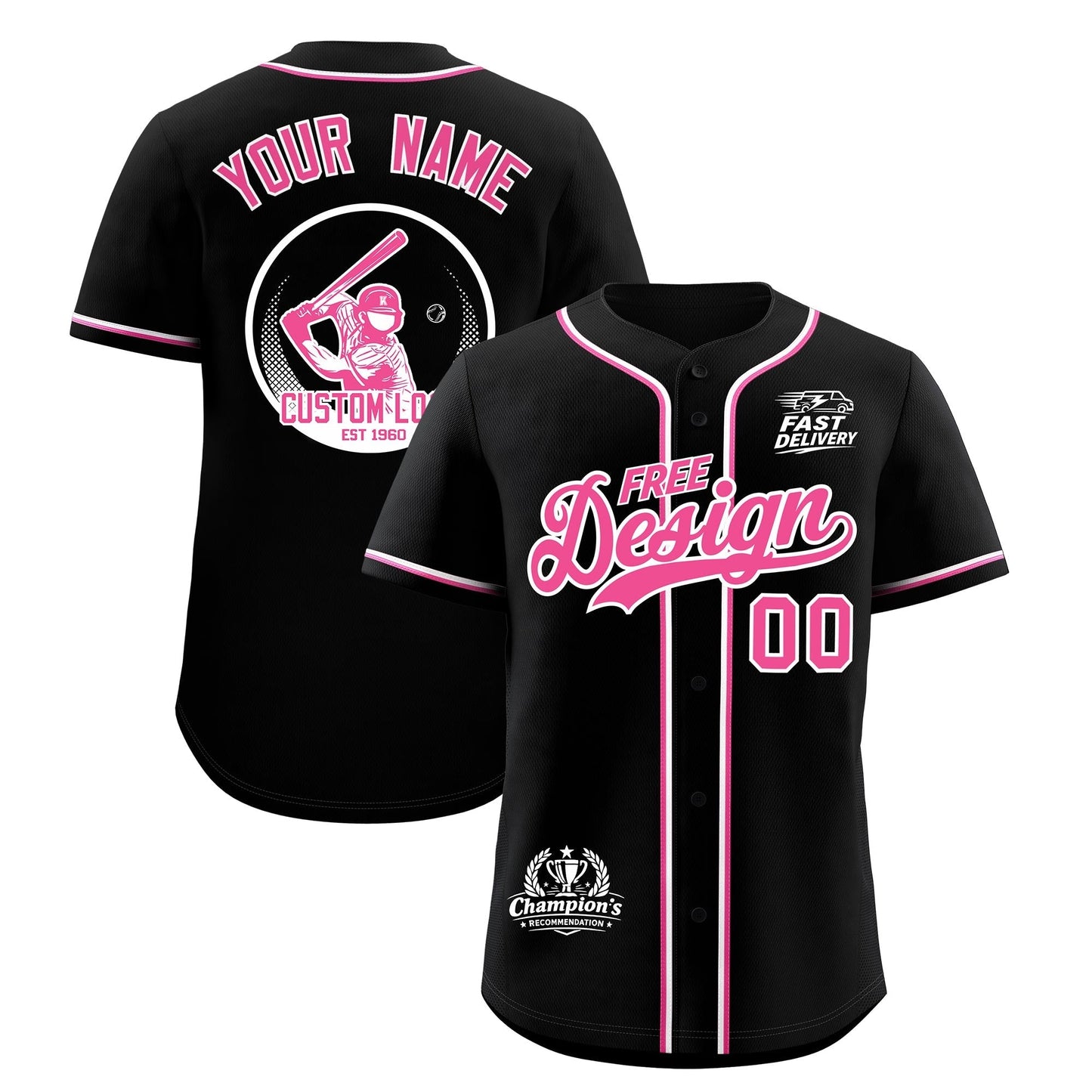 Custom Black Pink Classic Style Baseball Jersey Stitched Sports Uniform Personalized For Teams