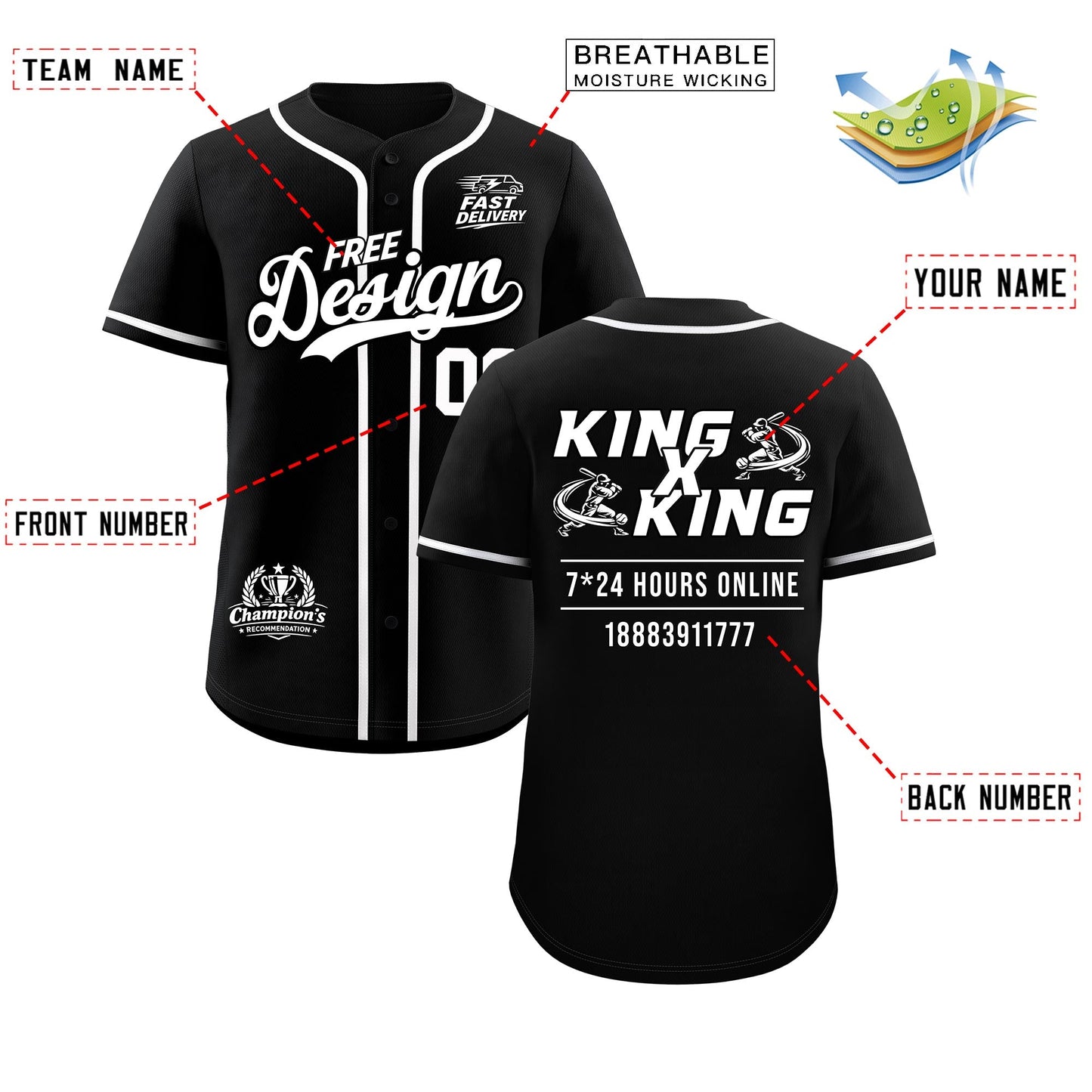 Custom Black White Classic Style Baseball Jersey Stitched Sports Uniform Personalized For Teams