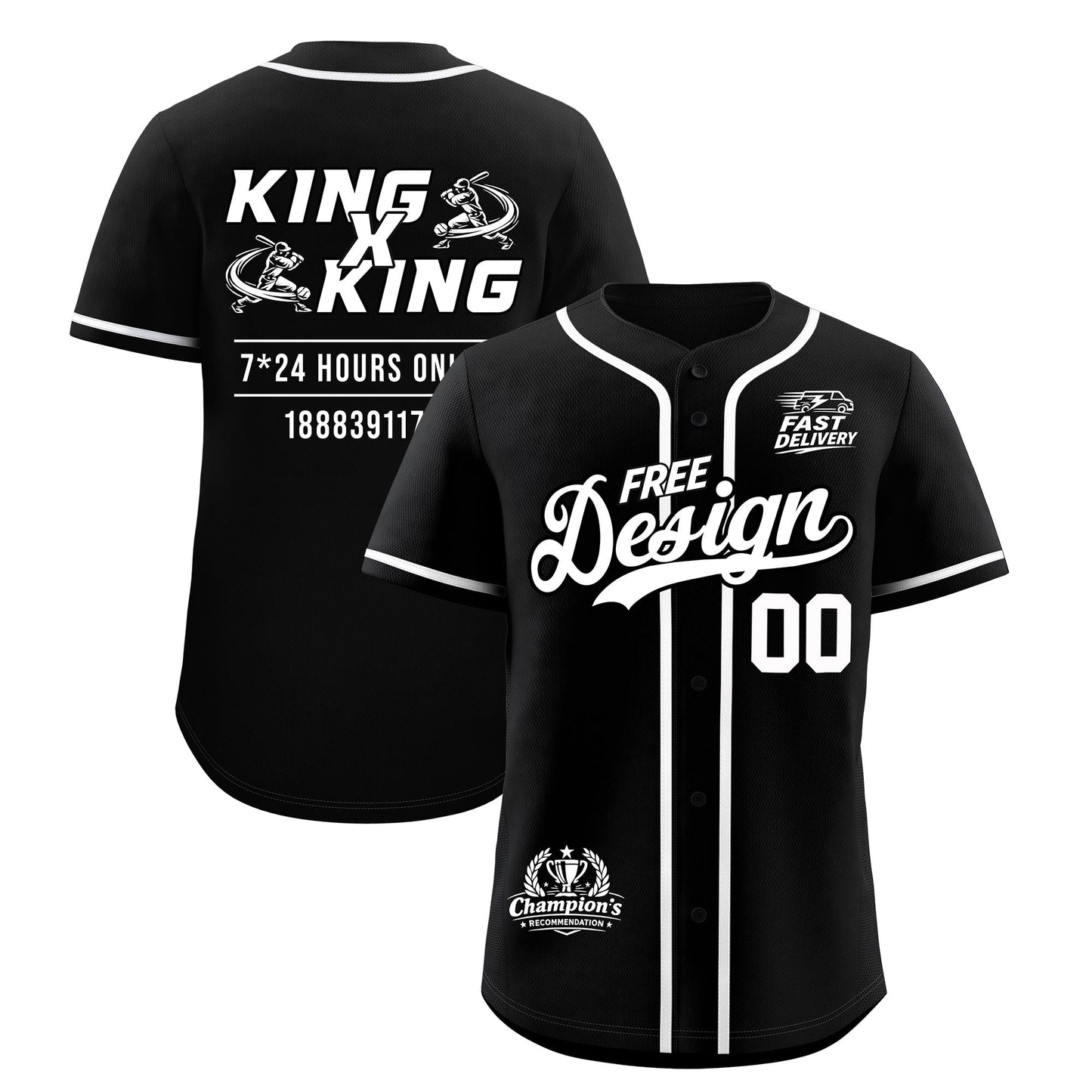 Custom Black White Classic Style Baseball Jersey Stitched Sports Uniform Personalized For Teams