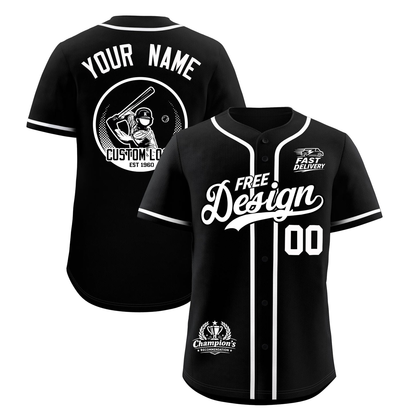 Custom Black White Classic Style Baseball Jersey Stitched Sports Uniform Personalized For Teams