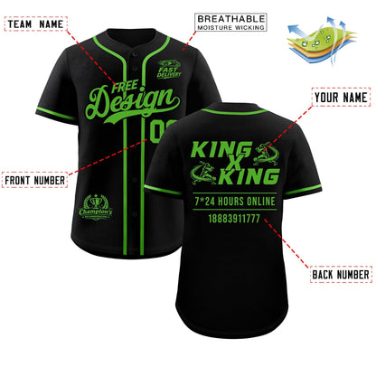 Custom Black Light Green Classic Style Baseball Jersey Stitched Sports Uniform Personalized For Teams