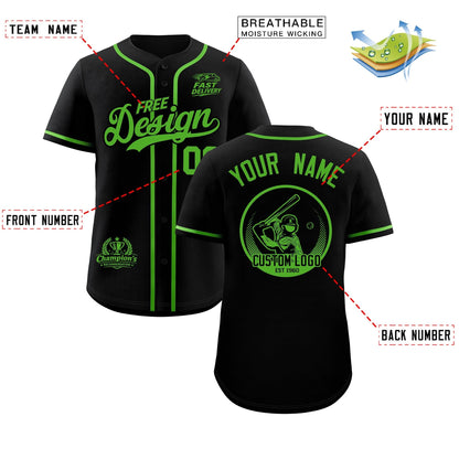 Custom Black Light Green Classic Style Baseball Jersey Stitched Sports Uniform Personalized For Teams