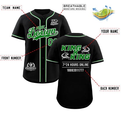 Custom Black Kelly Green Classic Style Baseball Jersey Stitched Sports Uniform Personalized For Teams