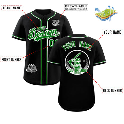 Custom Black Kelly Green Classic Style Baseball Jersey Stitched Sports Uniform Personalized For Teams