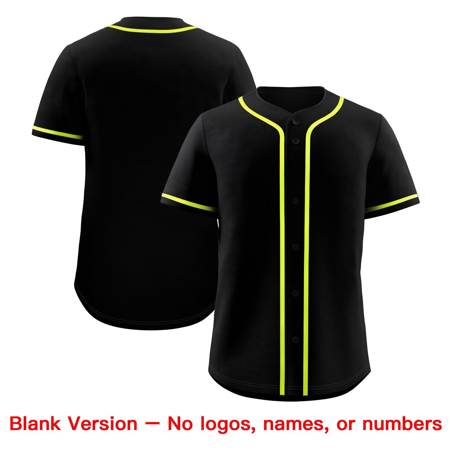 Custom Black Fluorescent Green Classic Style Baseball Jersey Stitched Sports Uniform Personalized For Teams