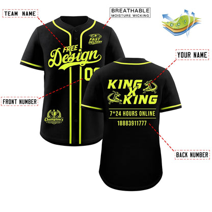 Custom Black Fluorescent Green Classic Style Baseball Jersey Stitched Sports Uniform Personalized For Teams