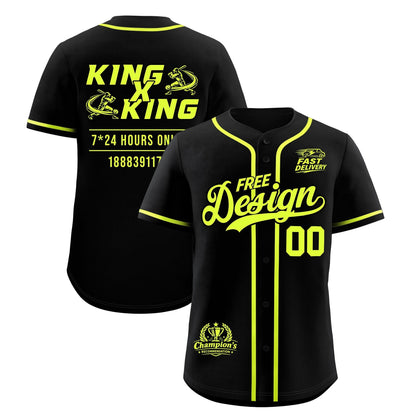 Custom Black Fluorescent Green Classic Style Baseball Jersey Stitched Sports Uniform Personalized For Teams