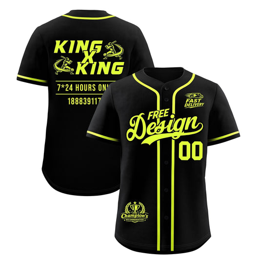 Custom Black Fluorescent Green Classic Style Baseball Jersey Stitched Sports Uniform Personalized For Teams