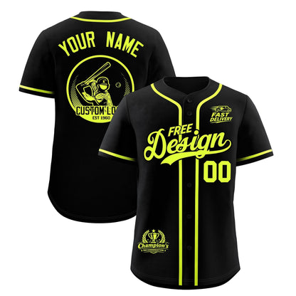 Custom Black Fluorescent Green Classic Style Baseball Jersey Stitched Sports Uniform Personalized For Teams