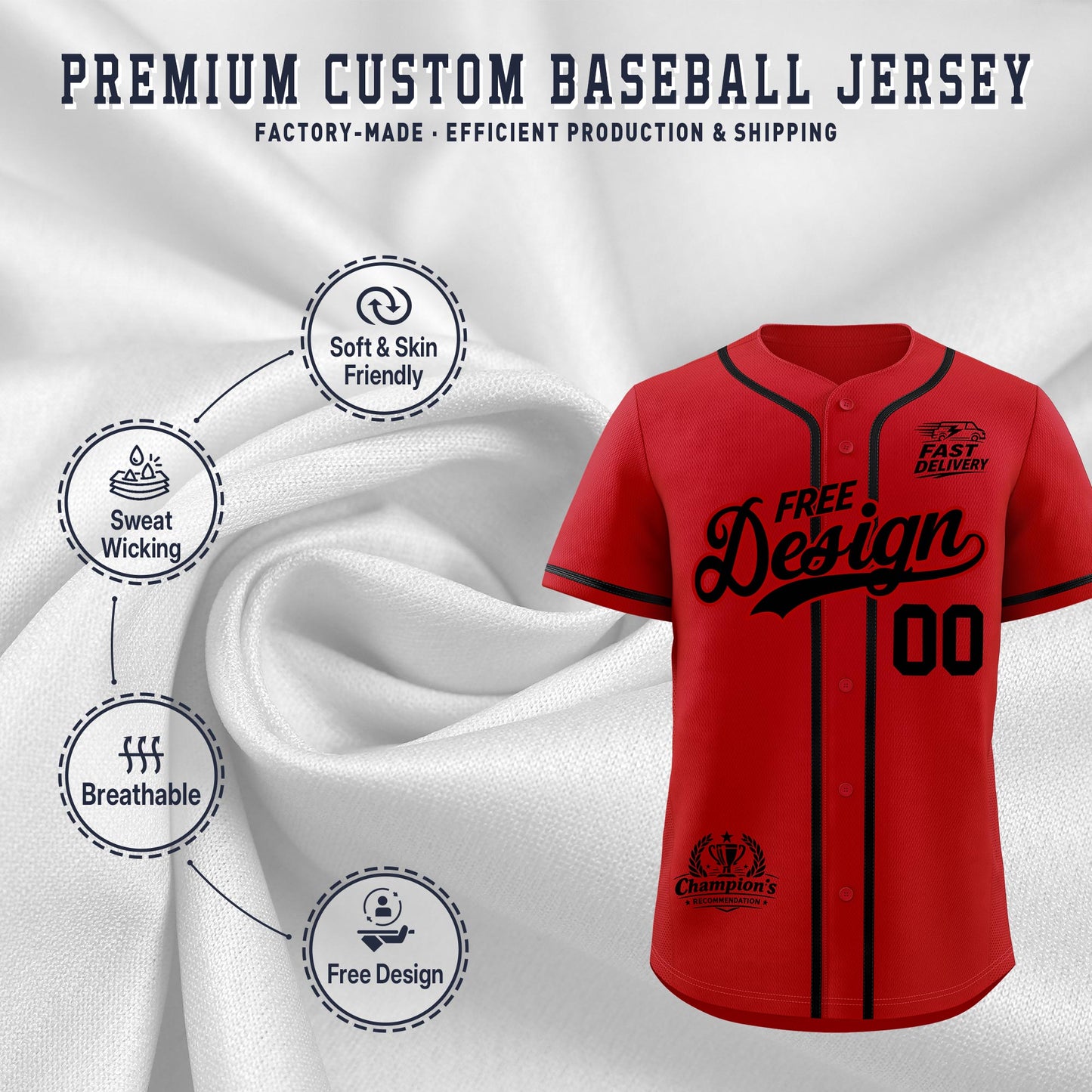 Custom Red Black Classic Style Baseball Jersey Stitched Sports Uniform Personalized For Teams