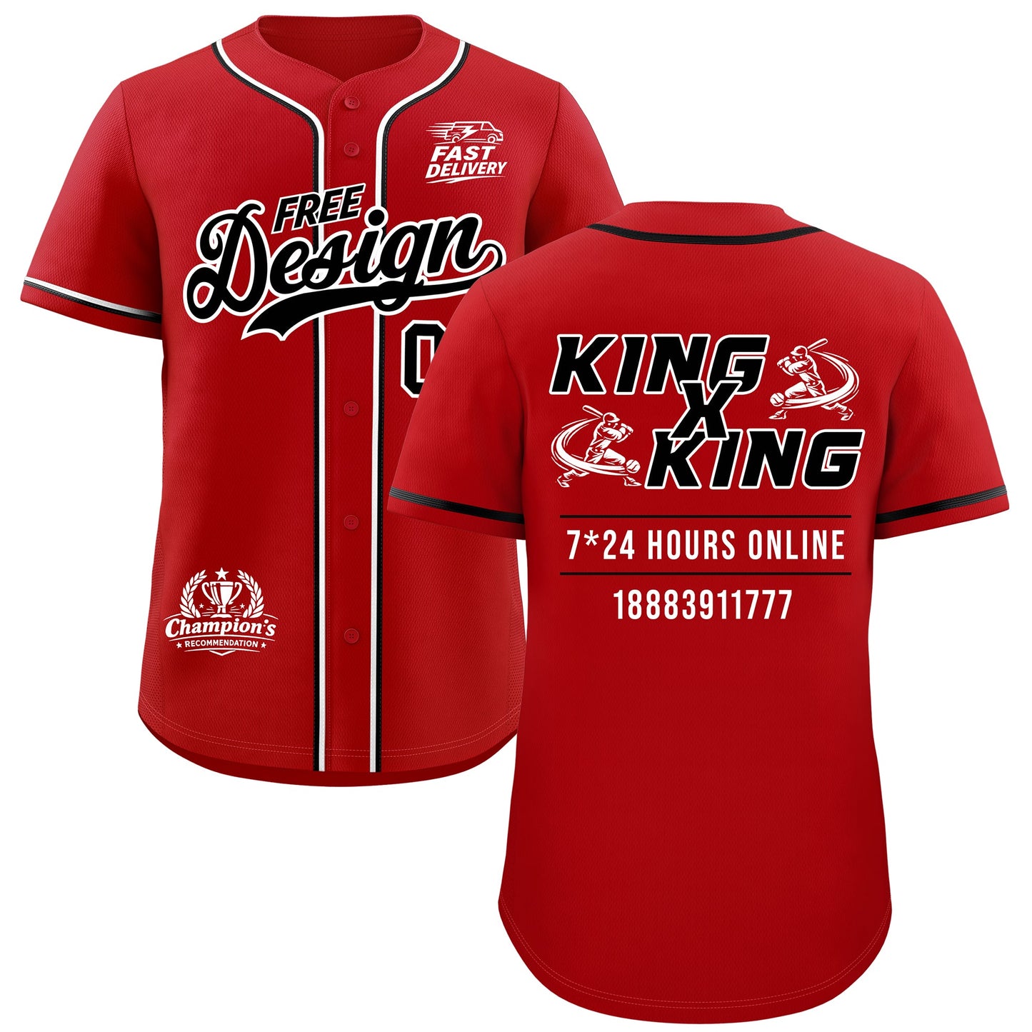 Custom Red Black White Classic Style Baseball Jersey Stitched Sports Uniform Personalized For Teams